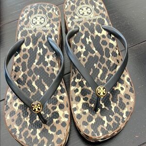 Tory Burch Leopard Print Flip Flops